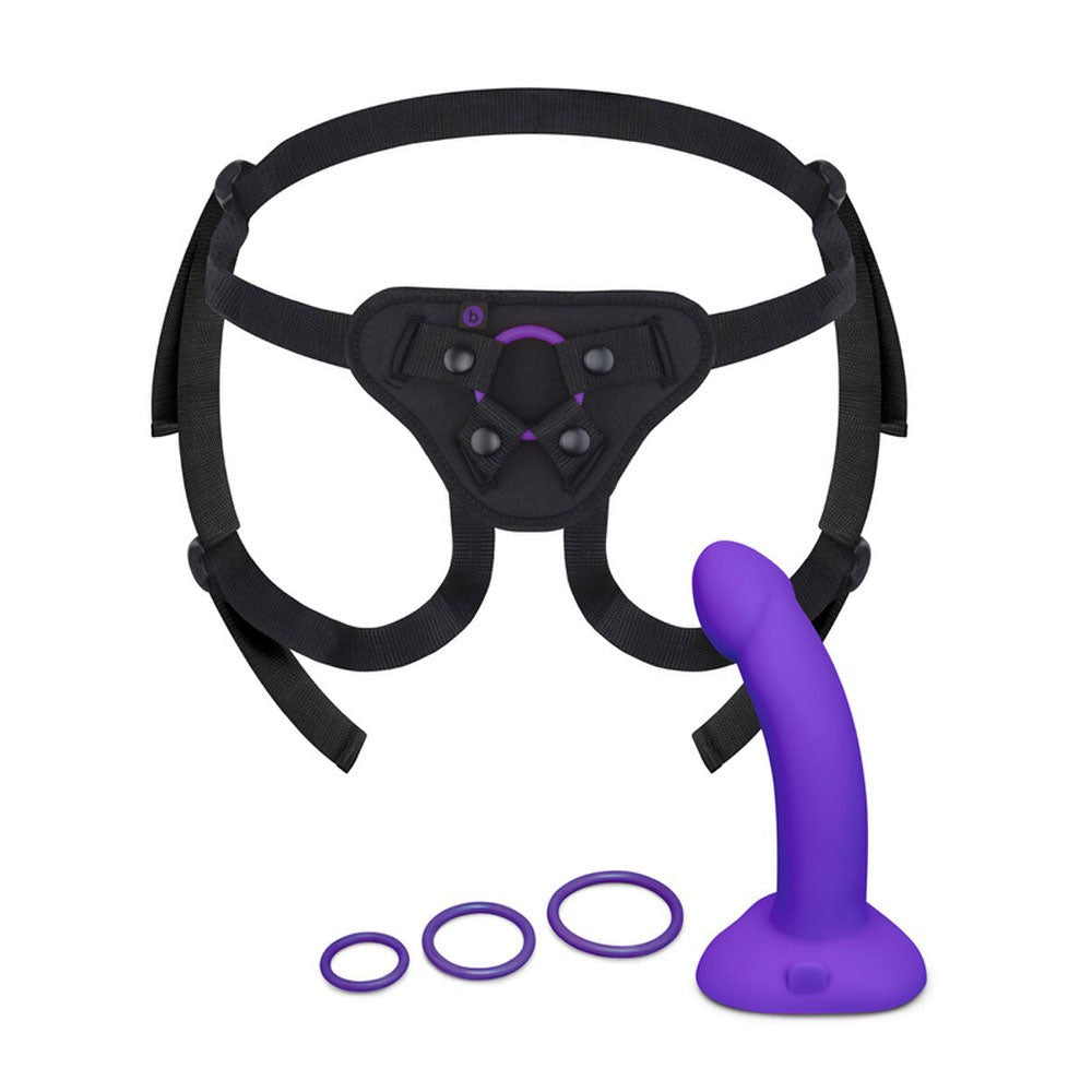 b-Vibe Vibrating 6.5" Curved Strap-On Kit - Strap-On - Australia - Sexy Devil