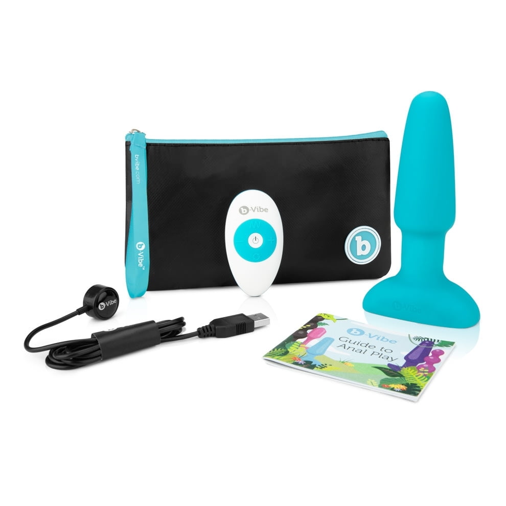 b-Vibe Rechargeable Rimming Plug with Remote - Teal