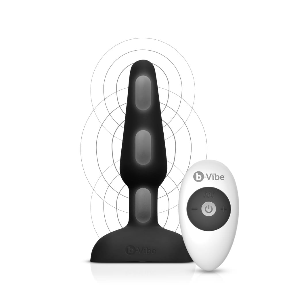 b-Vibe Trio Butt Plug with Remote - Black