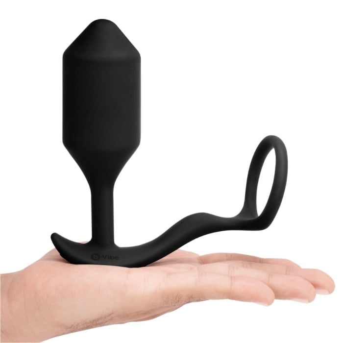 b-Vibe Vibrating Snug & Tug Weighted Silicone Anal Plug & Cock Ring - XL