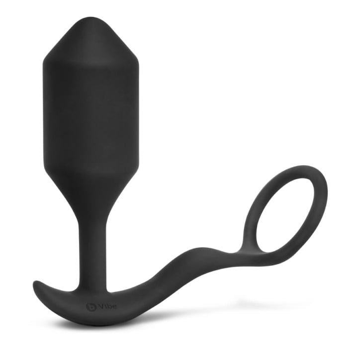 b-Vibe Vibrating Snug & Tug Weighted Silicone Anal Plug & Cock Ring - Medium