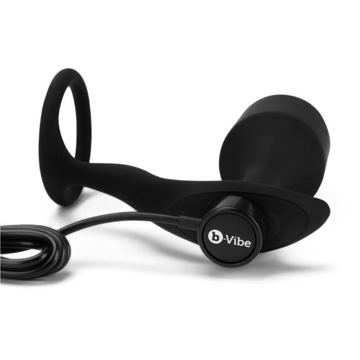 b-Vibe Vibrating Snug & Tug Weighted Silicone Anal Plug & Cock Ring - XL