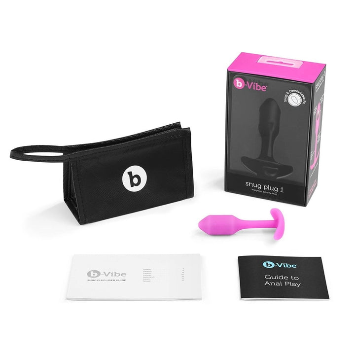 b-Vibe Snug Plug 1 Weighted Silicone Anal Plug - Fushia