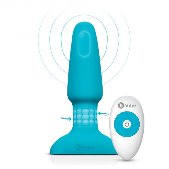 b-Vibe Rechargeable Rimming Plug with Remote - Teal