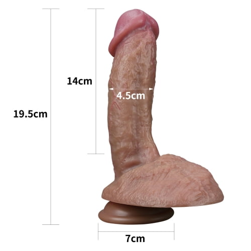 Lovetoy Nature Cock Dual Layered Silicone 7.5" Dildo - Light