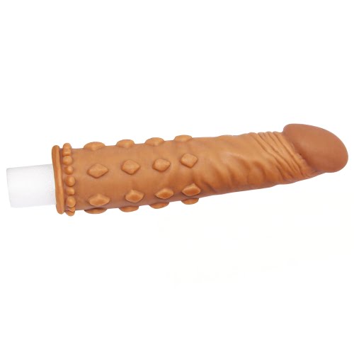 Pleasure X-Tender  2'' Penis Sleeve with Bumps - Brown