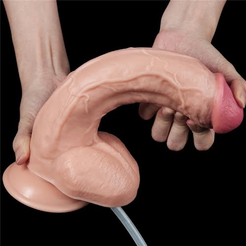 Lovetoy Large 10''Squirting Realistic Dildo With Ball - Light