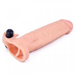 Lovetoy +2" Vibrating Pleasure X-Tender Extension Sleeve with Ball Strap - Light