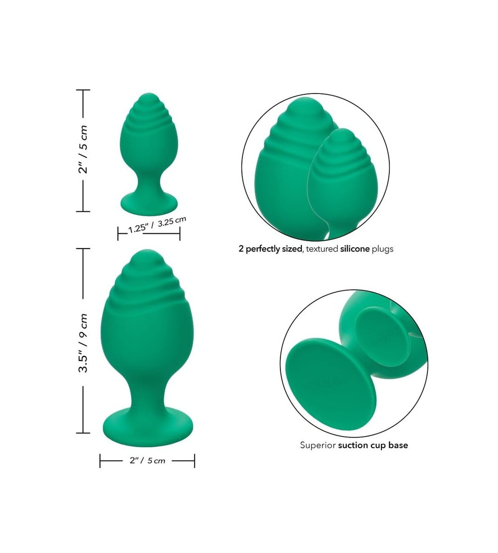 CalExotics Cheeky 2pc Textured Butt Plugs - Green