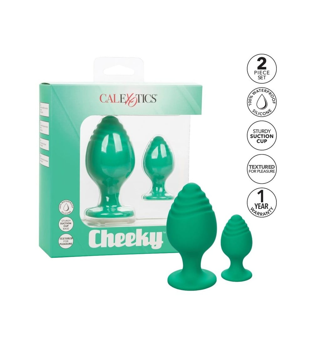 CalExotics Cheeky 2pc Textured Butt Plugs - Green