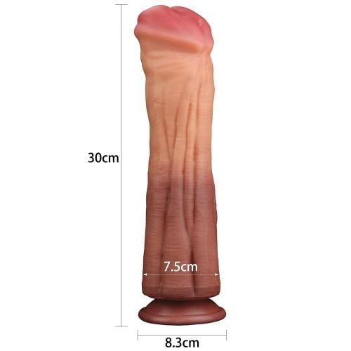 Lovetoy Products Dual Layered Silicone 12" Nature Cock