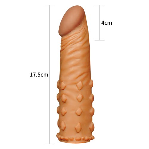 Pleasure X-Tender  2'' Penis Sleeve with Bumps - Brown