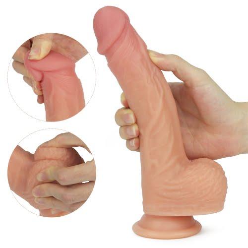 Lovetoy Liam 8.5" Rechargeable  Dual Layered Silicone Rotating Nature Cock with Vibration - Light