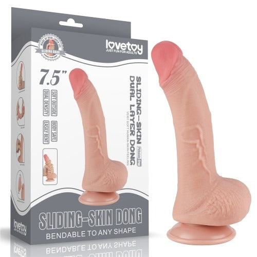 Lovetoy 7.5"Sliding Skin Dual Layer Dildo- Light