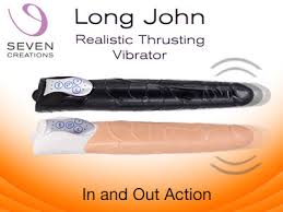 Seven Creations Long John Realistic Thrusting Vibrator - Black