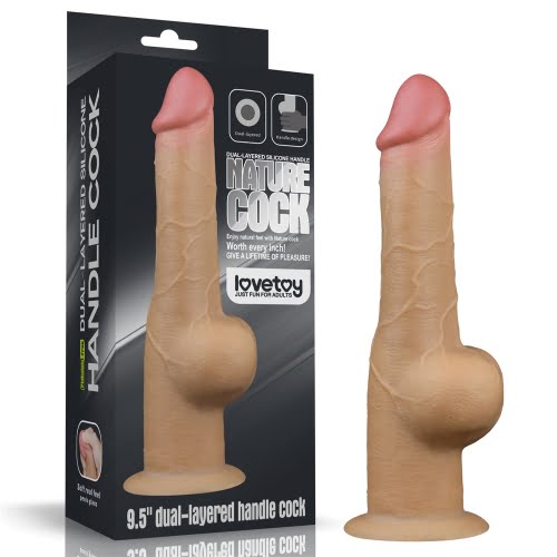 Lovetoy Nature Cock Dual Layered Silicone 9.5" Handle Cock