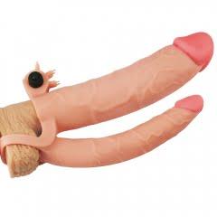 Lovetoy Products +3" Vibrating Pleasure X-Tender Double Penetration Extension Sleeve - Light