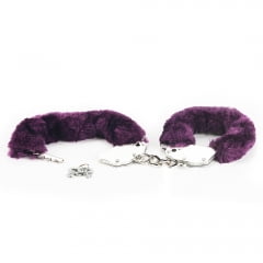 Lovetoy Fetish Pleasure Fluffy Hand Cuffs - Purple