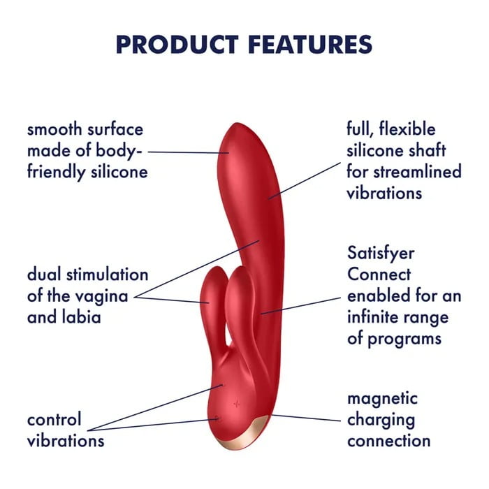 Satisfyer Double Flex Rabbit Vibrator with App Control - Red