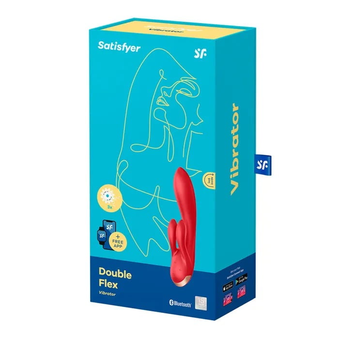 Satisfyer Double Flex Rabbit Vibrator with App Control - Red