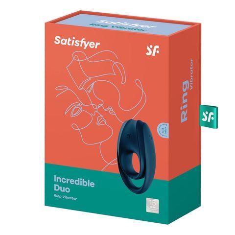 Satisfyer Incredible Duo Rechargeable Cock Ring - Dark Blue