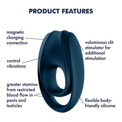 Satisfyer Incredible Duo Rechargeable Cock Ring - Dark Blue