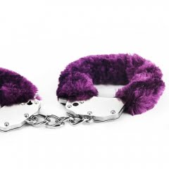 Lovetoy Fetish Pleasure Fluffy Hand Cuffs - Purple