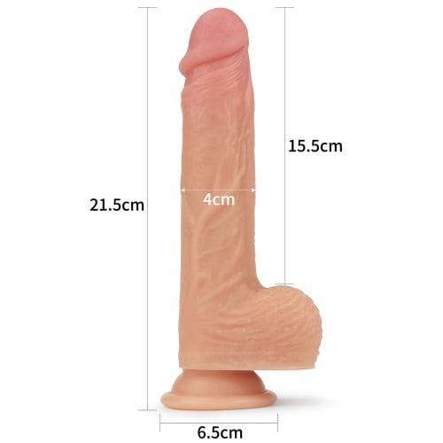 Lovetoy Liam 8.5" Rechargeable  Dual Layered Silicone Rotating Nature Cock with Vibration - Light