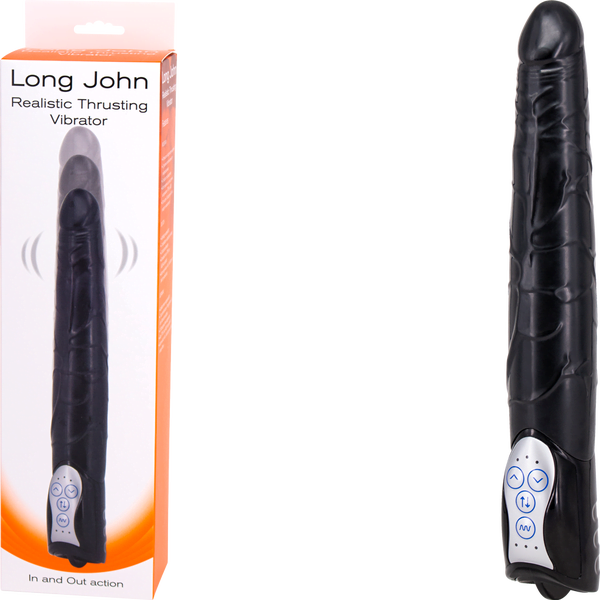 Seven Creations Long John Realistic Thrusting Vibrator - Black