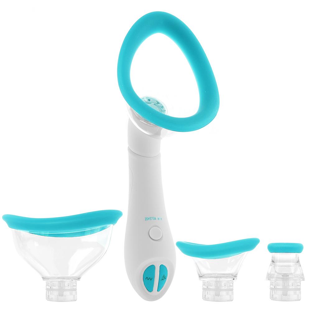 Doc Johnson Bloom Automatic Vibrating Rechargeable Intimate Body Pump - Teal & White