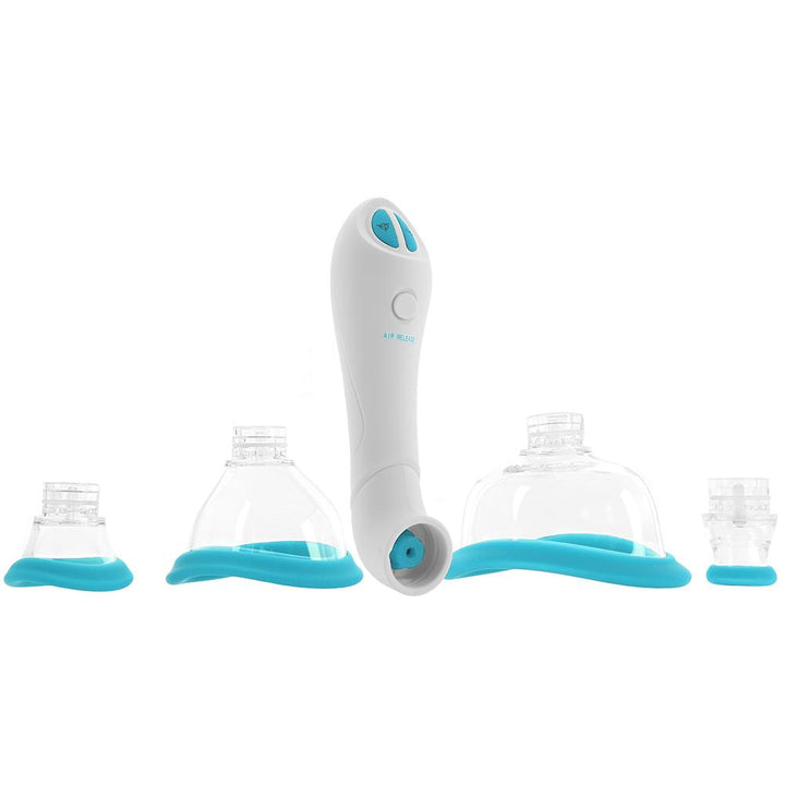 Doc Johnson Bloom Automatic Vibrating Rechargeable Intimate Body Pump - Teal & White