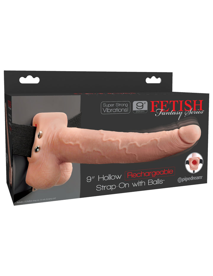 Fetish Fantasy Series 9" Hollow Rechargeable Strap-On with Balls