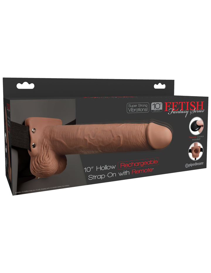 Pipedream Fetish Fantasy Series 10" Hollow Rechargeable Strap Ons with Remote