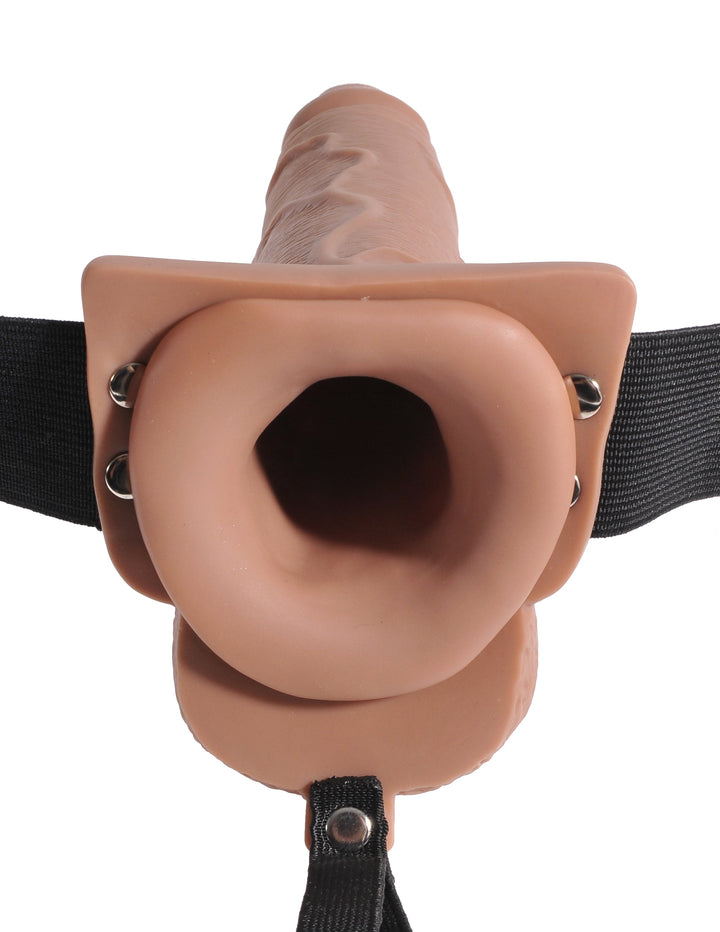 Fetish Fantasy Series 7.5" Hollow Squirting Strap-On with Balls - Tan