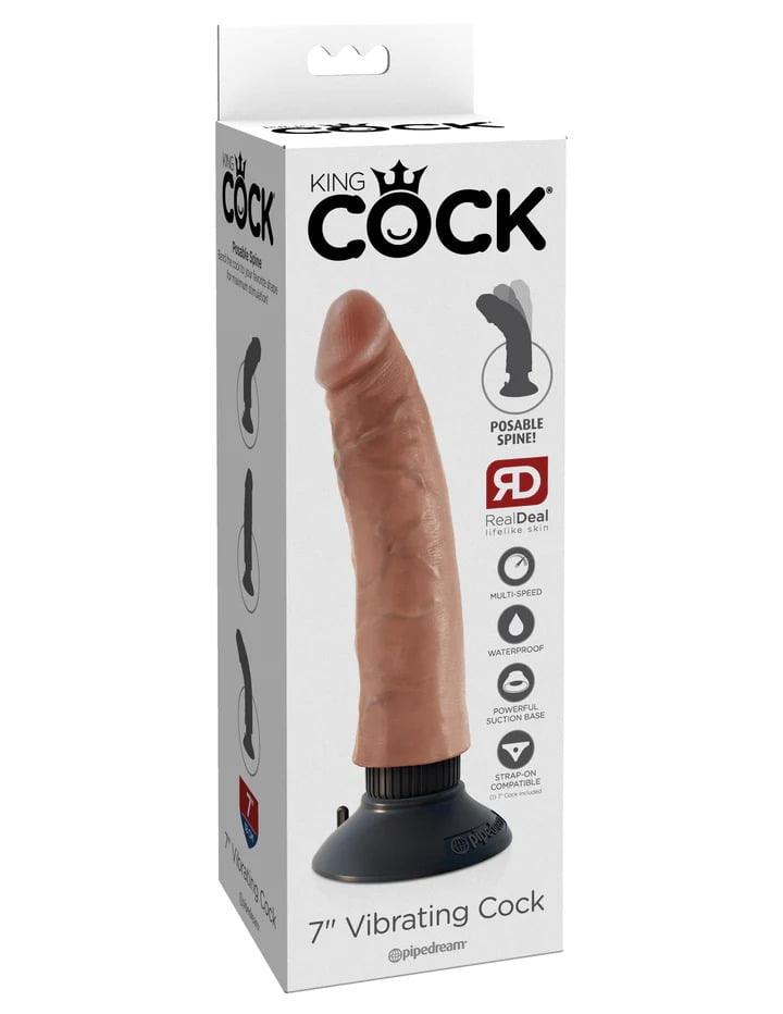 Pipedream King Cock 7" Vibrating Cock - Tan