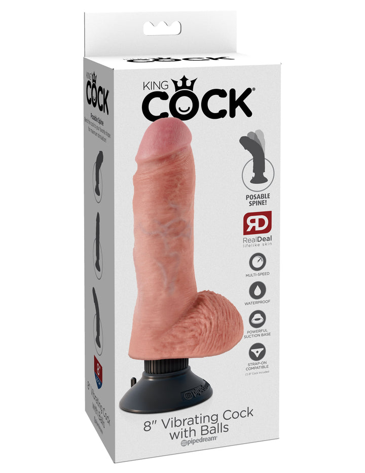 King Cock 8" Vibrating Cock with Balls