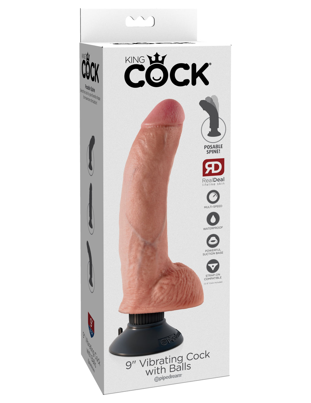 King Cock 9" Vibrating Cock with Balls