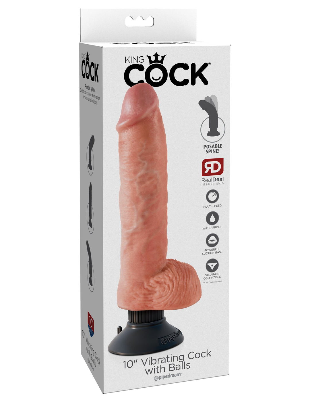 King Cock 10" Vibrating Realistic Dildo with Balls