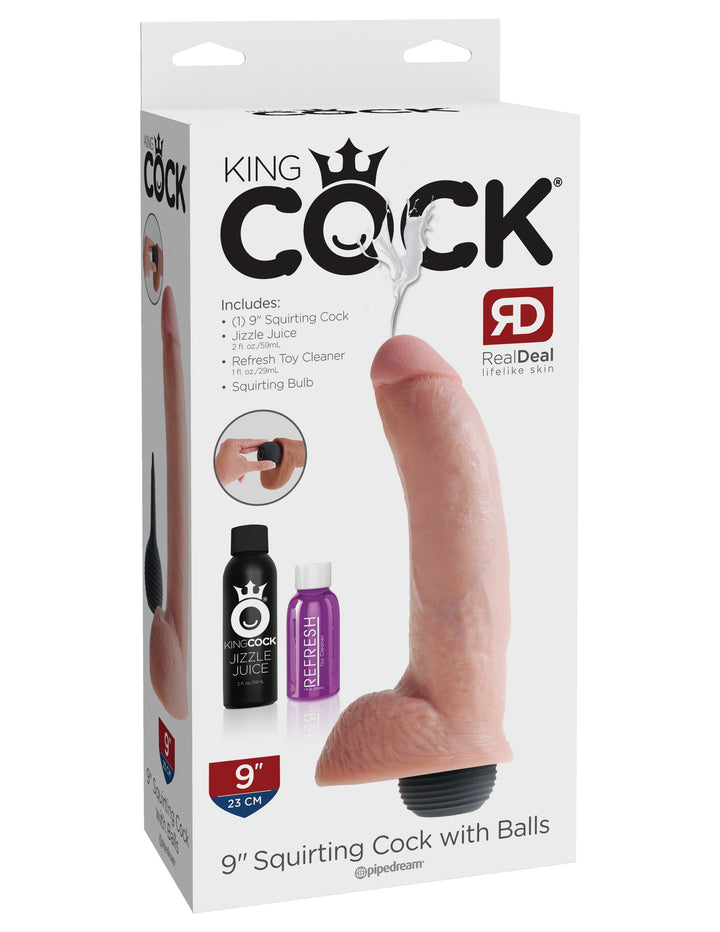 Pipedream King Cock 9" Squirting Cock with Balls - Light