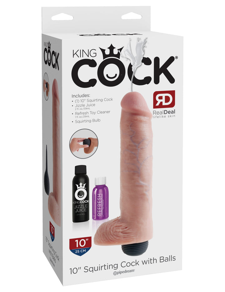 King Cock 10" Squirting Cock with Balls