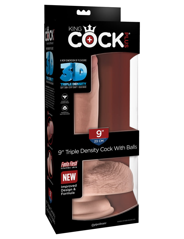 King Cock Plus 9" Triple Density Cock with Balls - Light