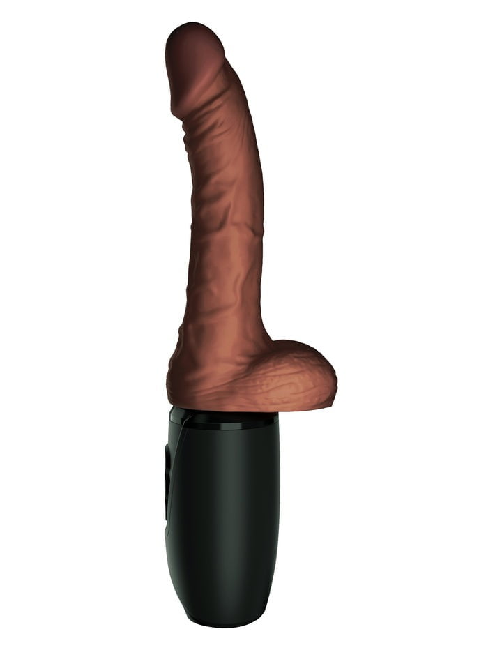 King Cock Plus 7.5" Thrusting Cock with Balls - Brown