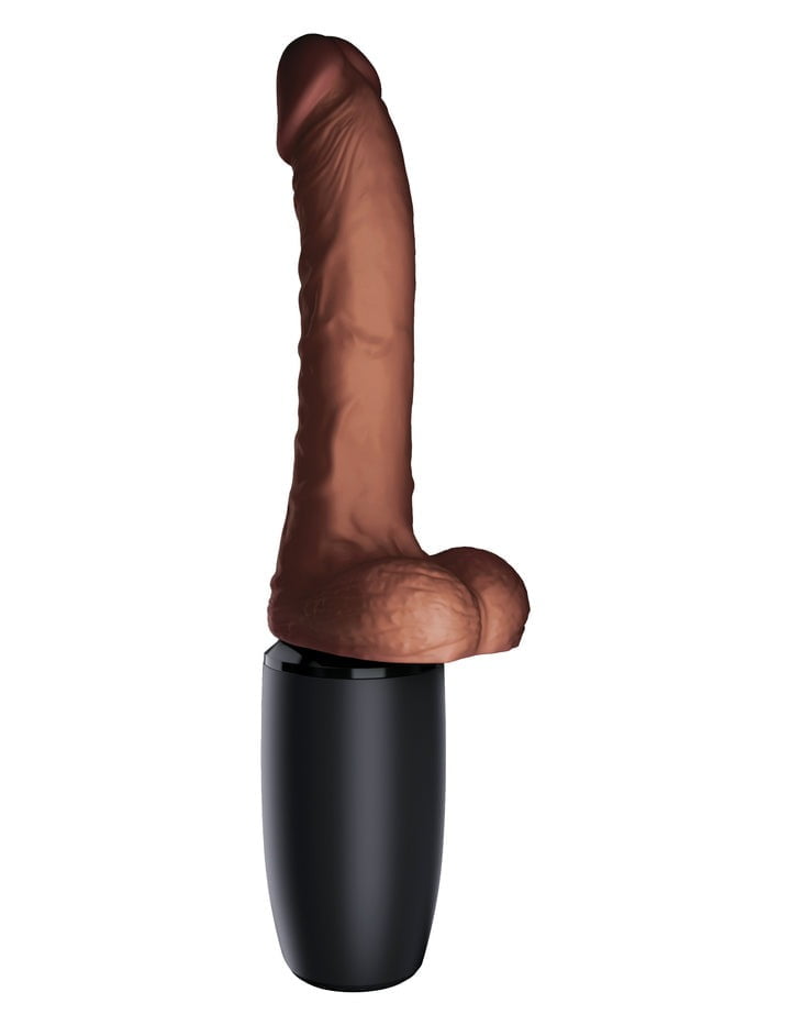 King Cock Plus 7.5" Thrusting Cock with Balls - Brown