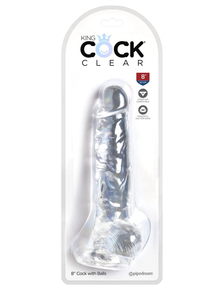 King Cock Clear 8'' Cock with Balls