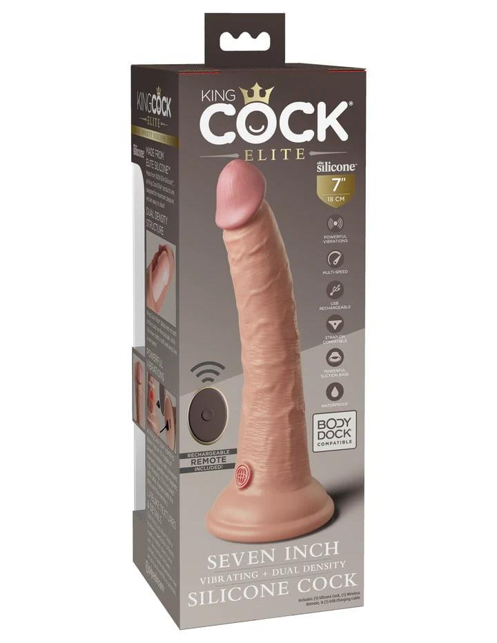King Cock Elite 7'' Vibrating Silicone Dual Density Cock with Remote - Vibrating Dildo - Australia - Sexy Devil