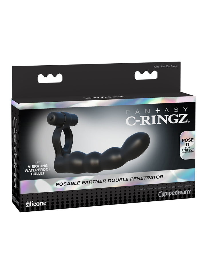 Fantasy C-Ringz Posable Partner Double Penetrator Vibrating Cock Ring