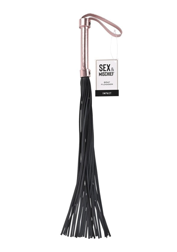 Sportsheets Sex & Mischief Brat Flogger - Rose Gold & Black