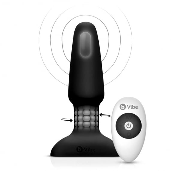 b-Vibe Rechargeable Rimming Plug with Remote - Black