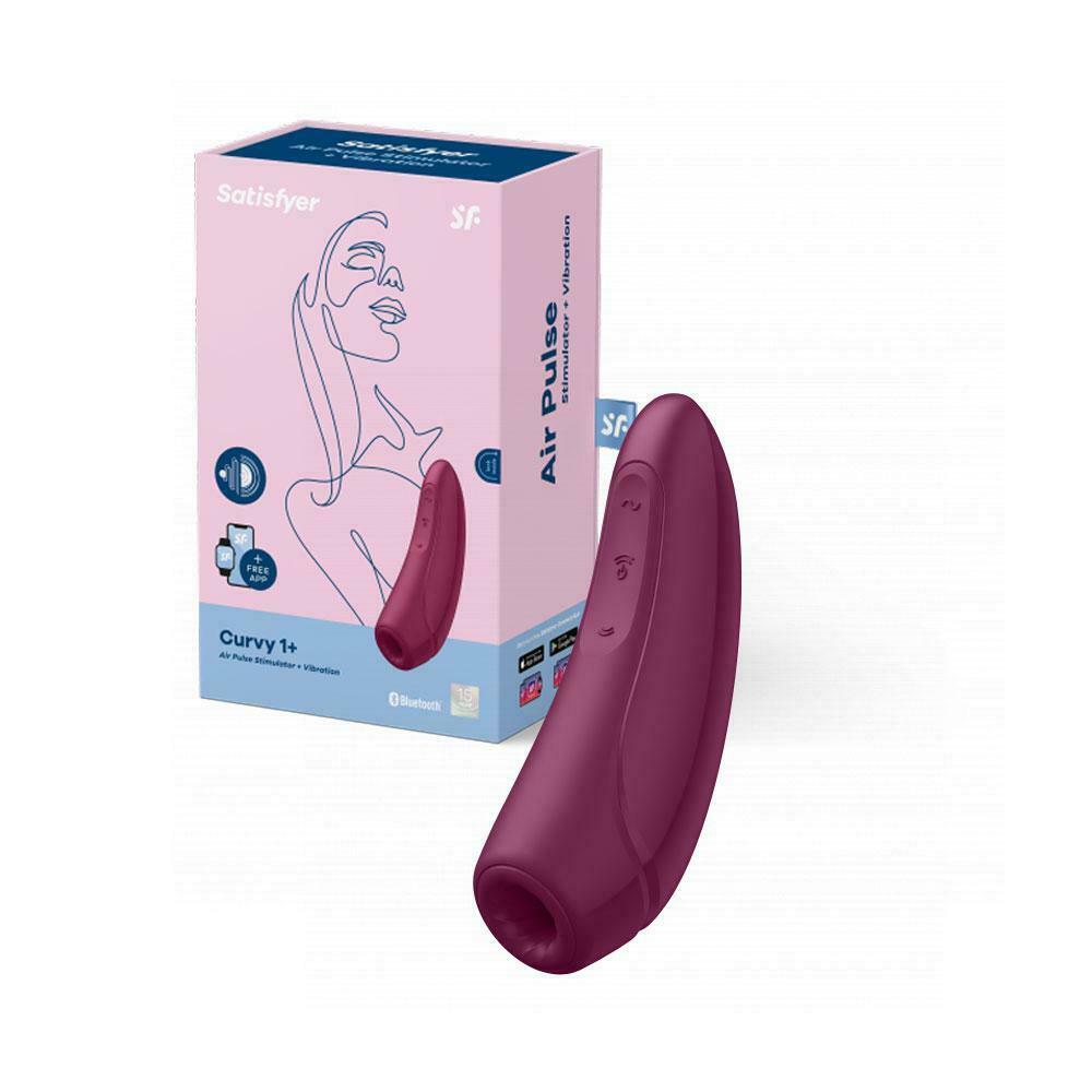 Satisfyer Curvy 1+ Rechargeable Air Pulse Clitoral Stimulator + Vibration with App Control - Burgundy