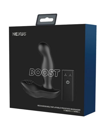 Nexus Boost Rechargeable Inflatable Vibrating Prostate & Perineum Massager with Remote Control - Black